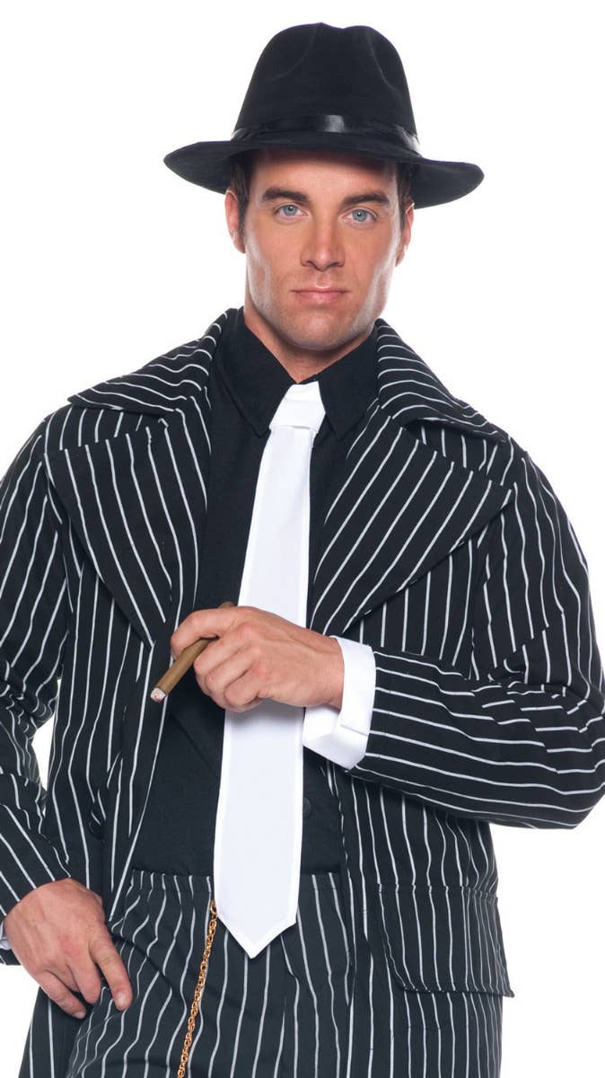 Men's Black and White Pinstripe Zoot Suit Fancy Dress Costume Zoom Image