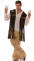 Mens Brown Long Fringed 70's Hippie Costume Vest Retro - Main Image