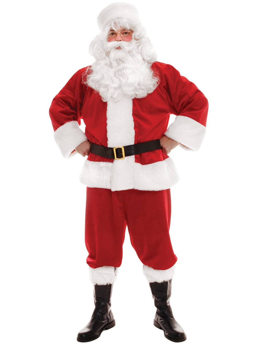 Men's Deluxe Plush Red Santa Suit Fancy Dress Costume