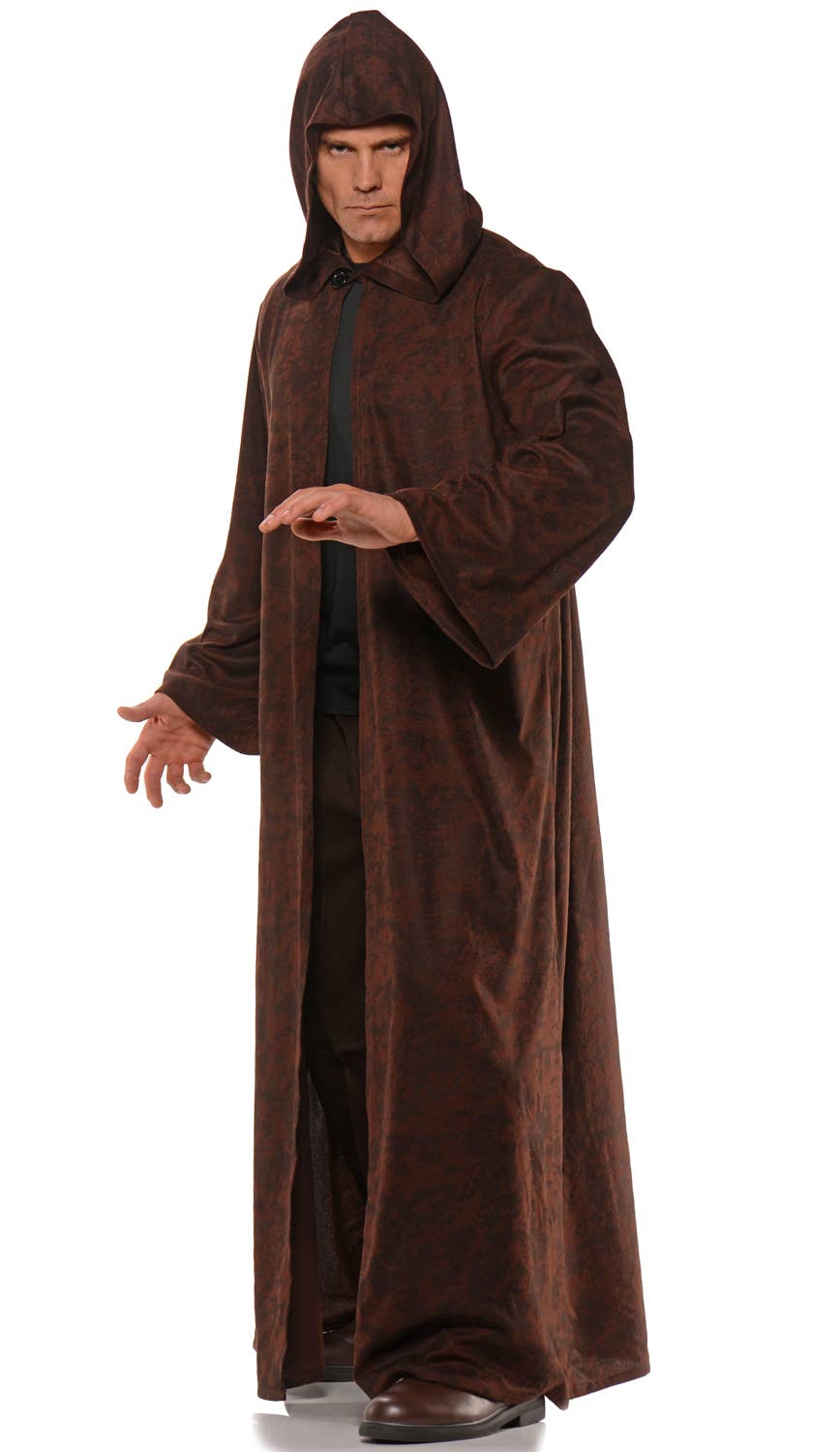 Image of Medieval Mens Brown Costume Cloak with Hood