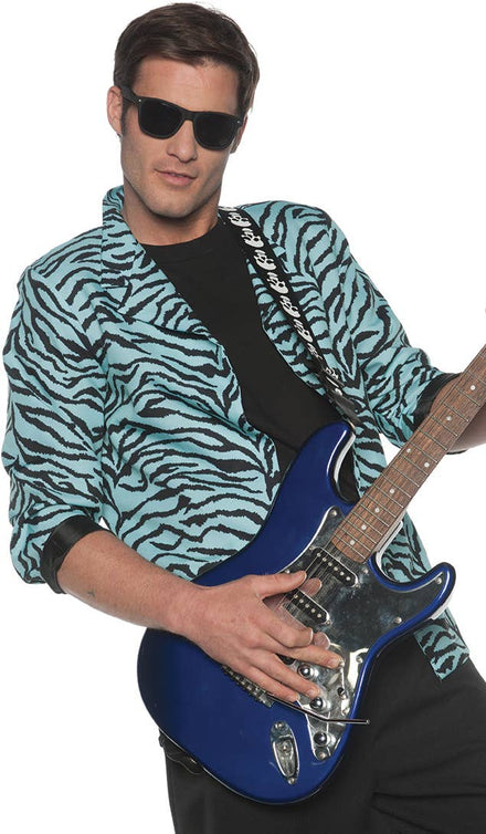 Image of 1980s Blue Zebra Print Mens Plus Size Costume Blazer