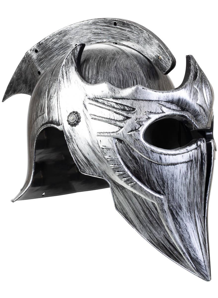 Silver Metal Look Gladiator Costume Helmet