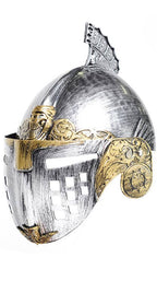 Silver and Gold Knight Helmet Costume Accessory - Main Image