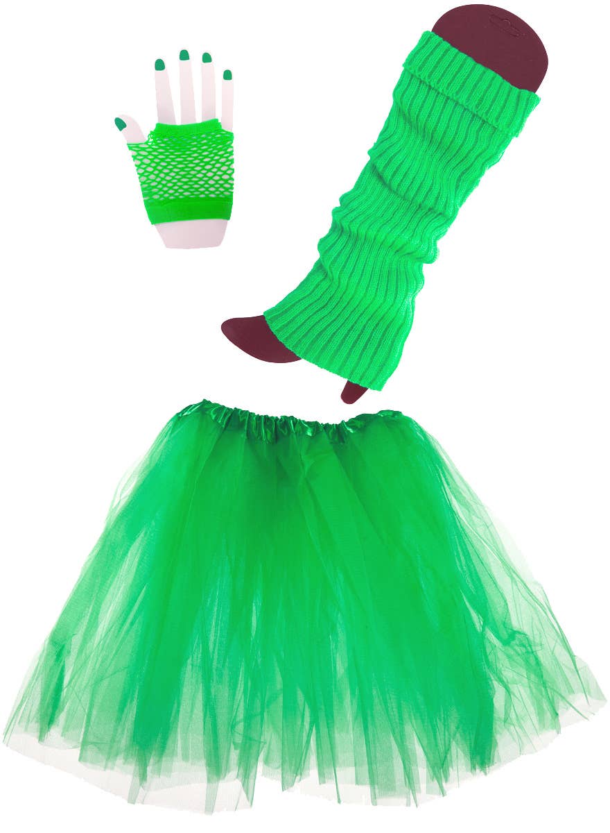 Women's Green Tutu, Gloves and Leg Warmers Set