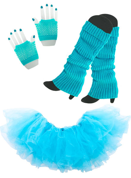 Image of 1980s Womens Blue Tutu Costume Accessory Set