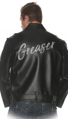 1950s Greaser Mens Plus Size Black Costume Jacket - Back Image