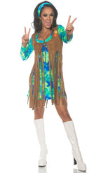 Groovy Womens 1960s Retro Fancy Dress Hippie Costume  - Main Image