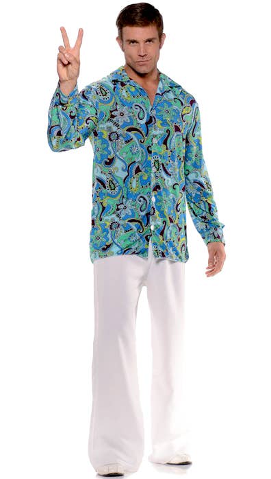 Plus Size Men's 1970's Groovy Hippie Costume Shirt - Main Image