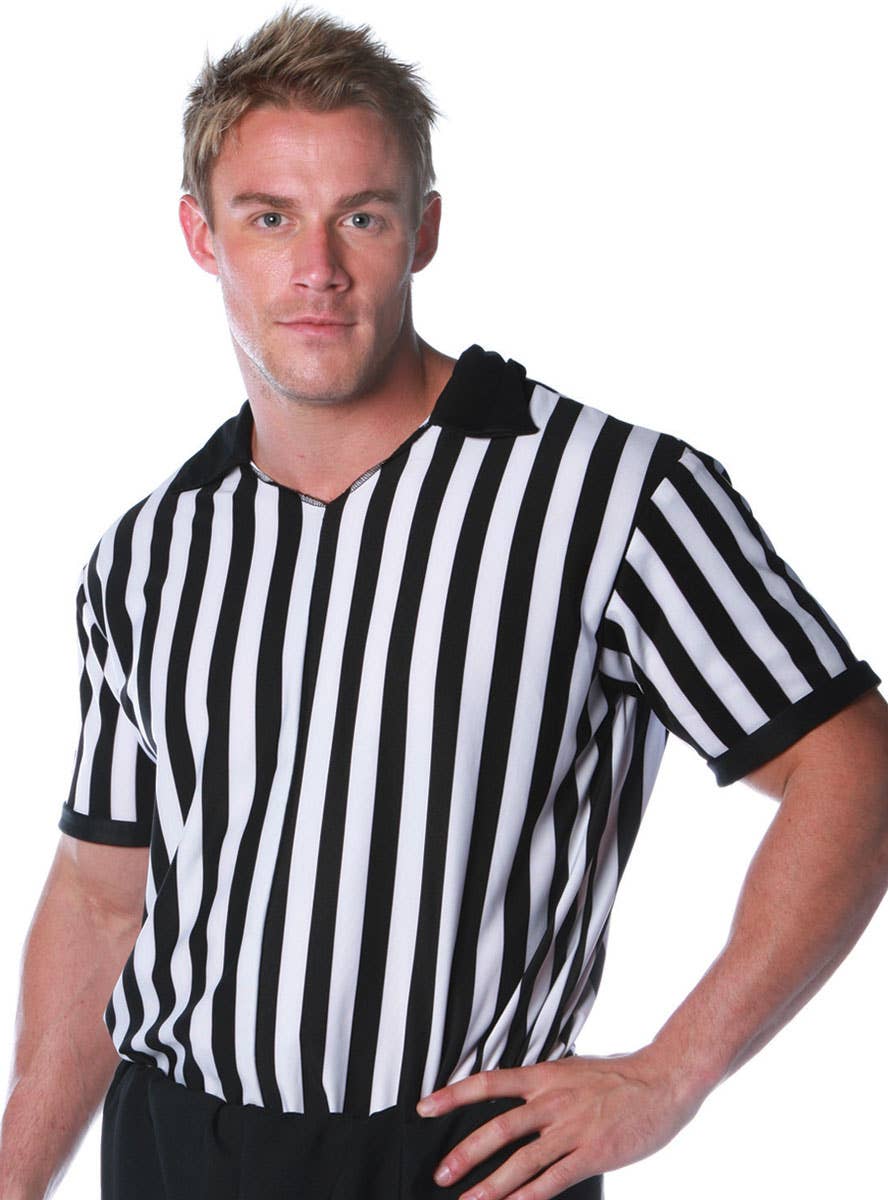 Men's Sports Referee Striped Black and White Costume Shirt Main Image