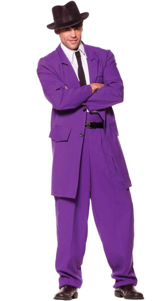 Mens Purple 1920s Gangster Zoot Suit Mob Boss Fancy Dress Costume By Underwraps - Main Image 