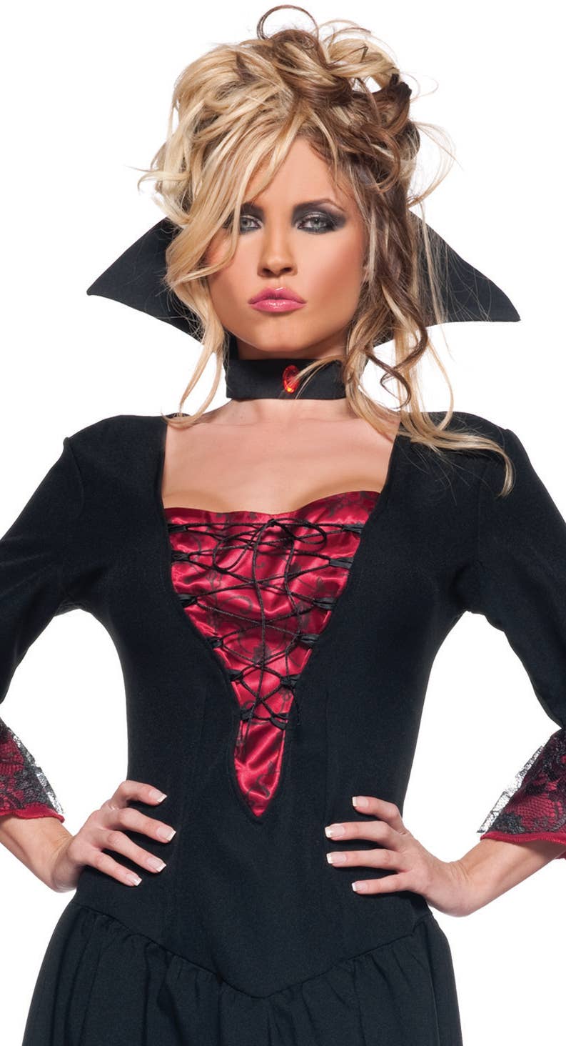 The Countess Women's Sultry Vampire Halloween Costume - Close Up