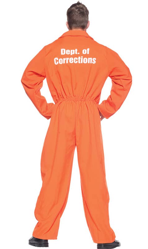 Men's Orange Prisoner Jumpsuit Fancy Dress Costume Back