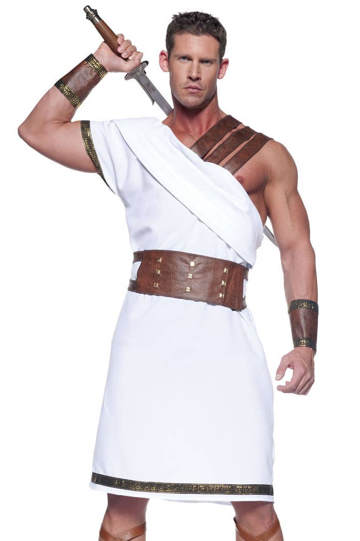 Men's Greek Warrior Fancy Dress Costume Close