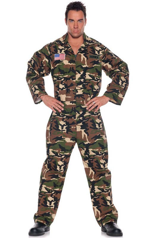 Military Camouflage Costume | Mens Army Defence Forces Jumpsuit