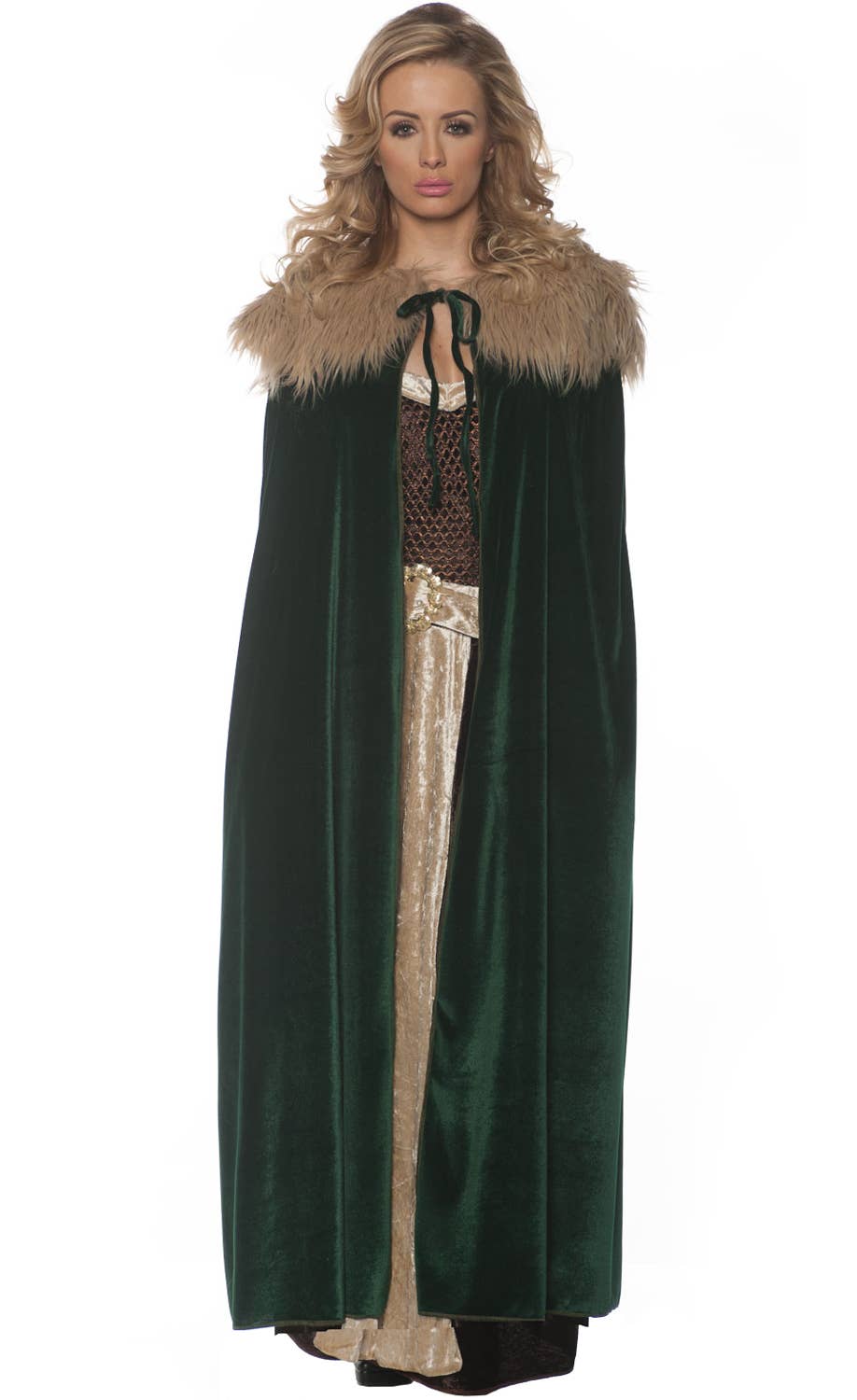 Image of Medieval Womens Full Length Green Costume Cape
