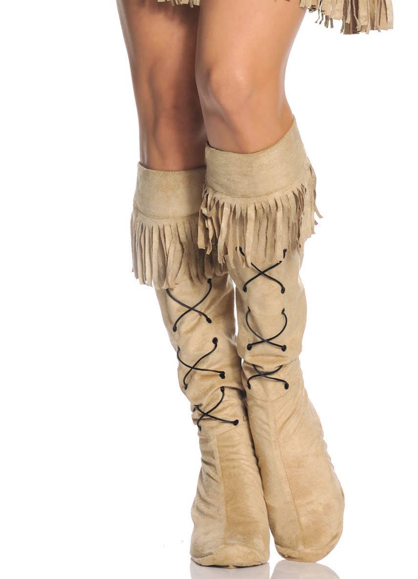Womens Sexy Wild Frontier Native Fancy Dress Costume - Boot Image