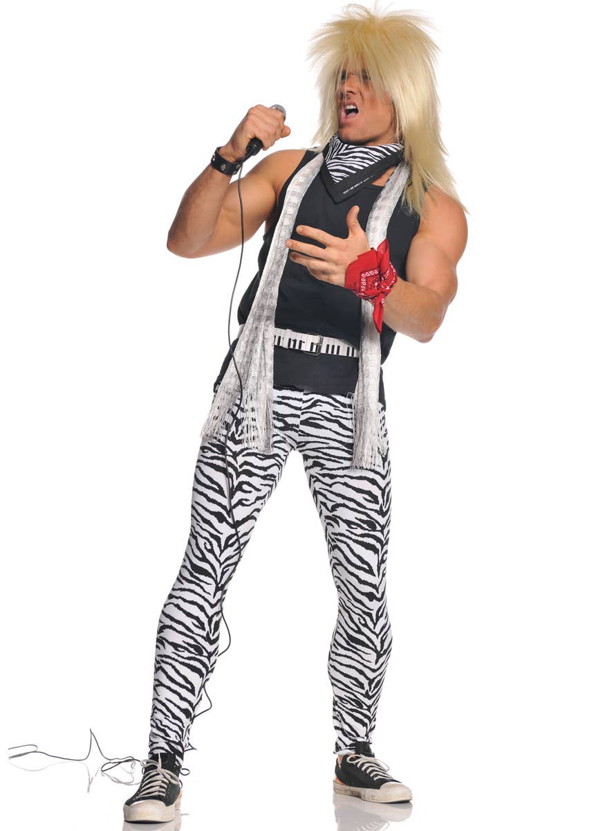 Men's 1980's Zebra Print Rocker 80s Costume - Main Image