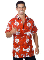 Floral Red Tropical Men's Hawaiian Costume Shirt