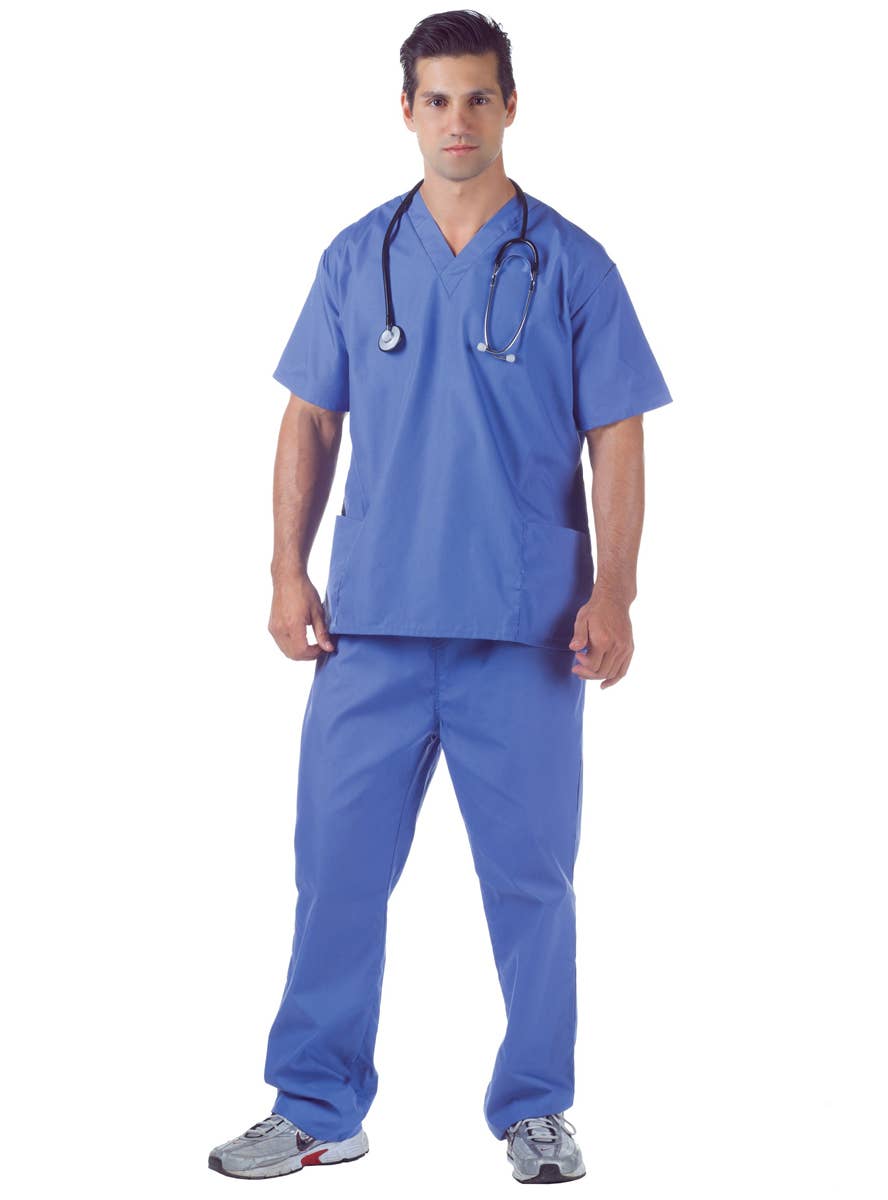 Hospital Scrubs Mens Blue Doctor Dress Up Costume
