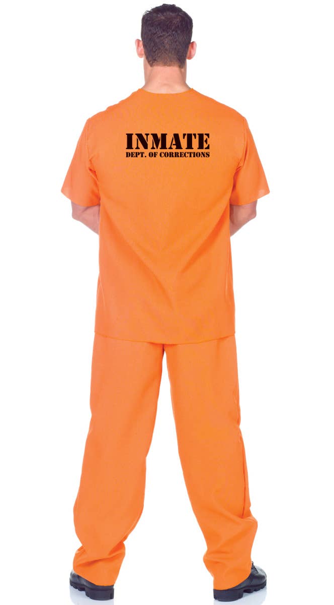 Men's Plus Size Prisoner Orange Convict Costume Back Image