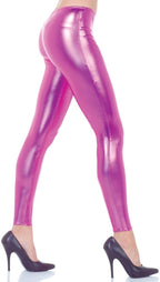 Image of Metallic Fuchsia Pink Womens Costume Leggings