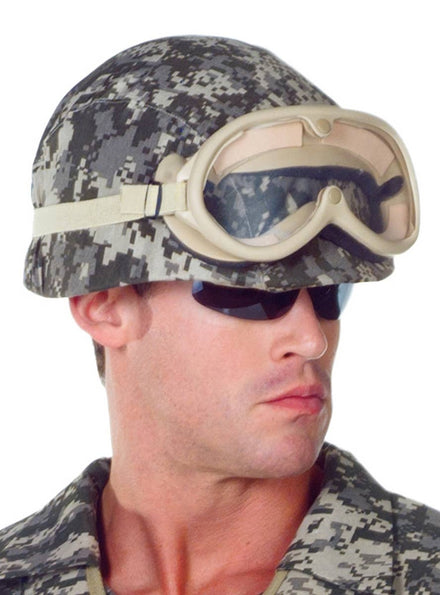 Image of Army Camouflage Print Soldier Costume Helmet