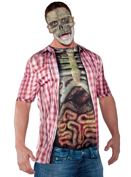 Bones and Guts Printed Halloween Costume Shirt for Men Front Image