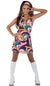 Women's Multi-Coloured Swinging 60s Hippie Fancy Dress Costume - Main Image