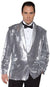 Men's Plus Size Silver Sequined Fancy Dress Jacket Costume