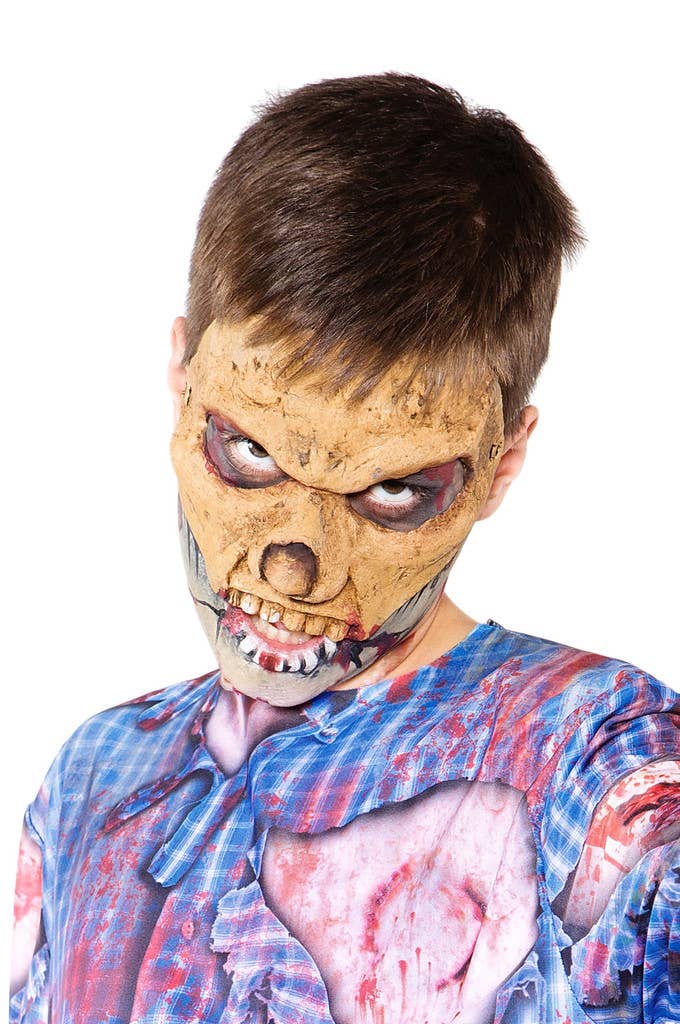 Latex Zombie Half Face Halloween Costume Mask - Alternative View