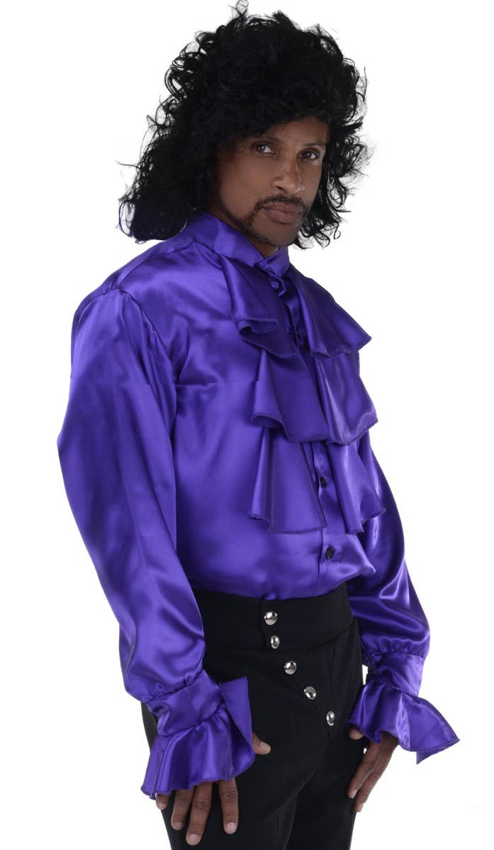 Men's Purple Prince 80s Dress Up Satin Costume Top - Main Image