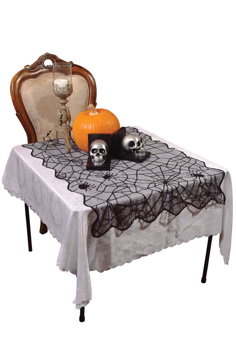 Small Black Spider Web Lace Table Cloth