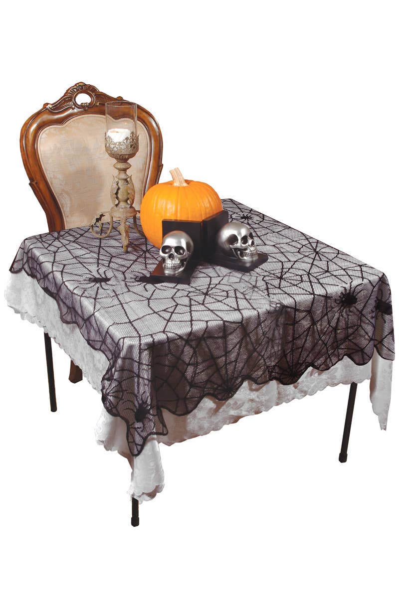 Large Black Spider Web Lace Table Cloth