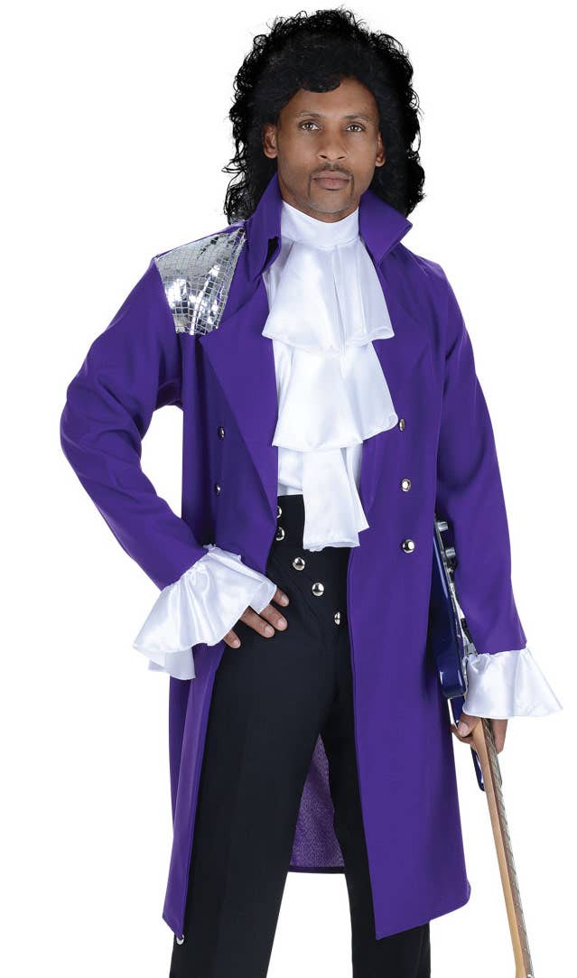 Men's Purple Rain Plus Size Prince 80s Costume - Close Up Image