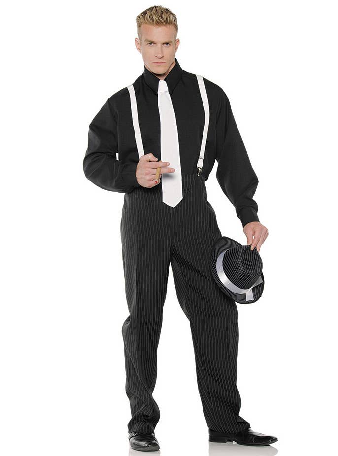 Plus Size 1920's Men's Pinstripe Gangster Suit Fancy Dress Costume Main Image