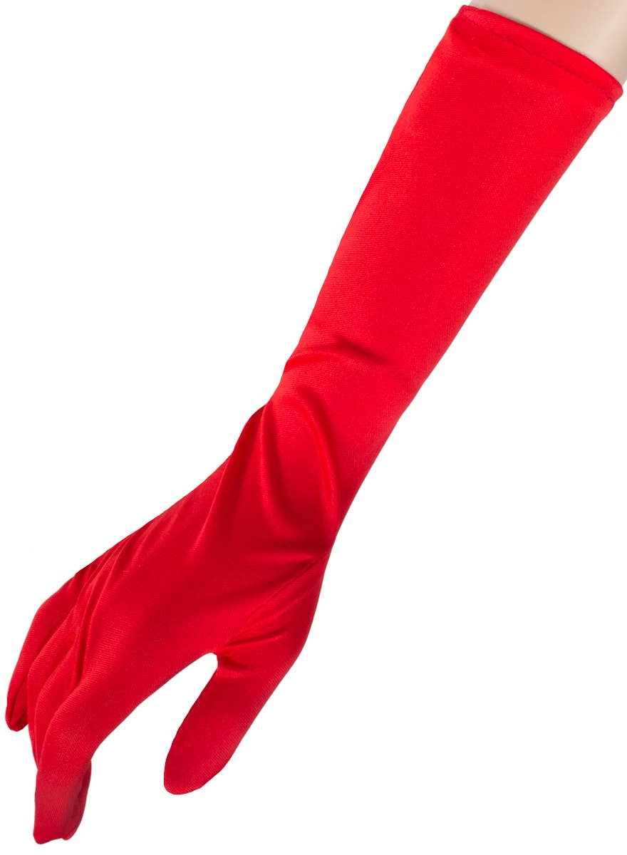 Long Matte Red Elbow Length Costume Gloves