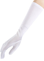 Long Matte White Elbow Length Costume Gloves
