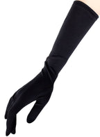 Long Matte Black Elbow Length Costume Gloves