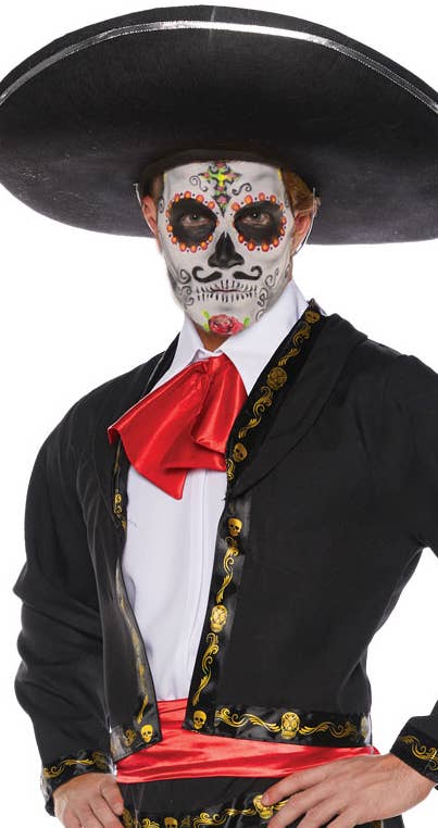 Men's Plus Size Day of the Dead Mexican Mariachi Costume - Close Up Image