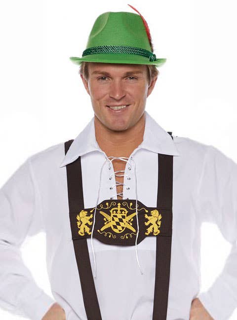 German Oktoberfest Men's Brown Lederhosen Suspenders Costume Accessory Main Image