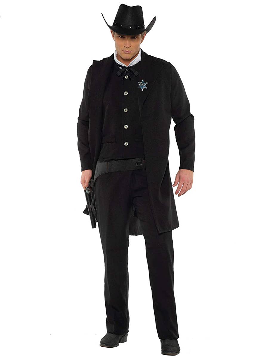Sheriff Mens Black Wild West Dress Up Costume - Main Image
