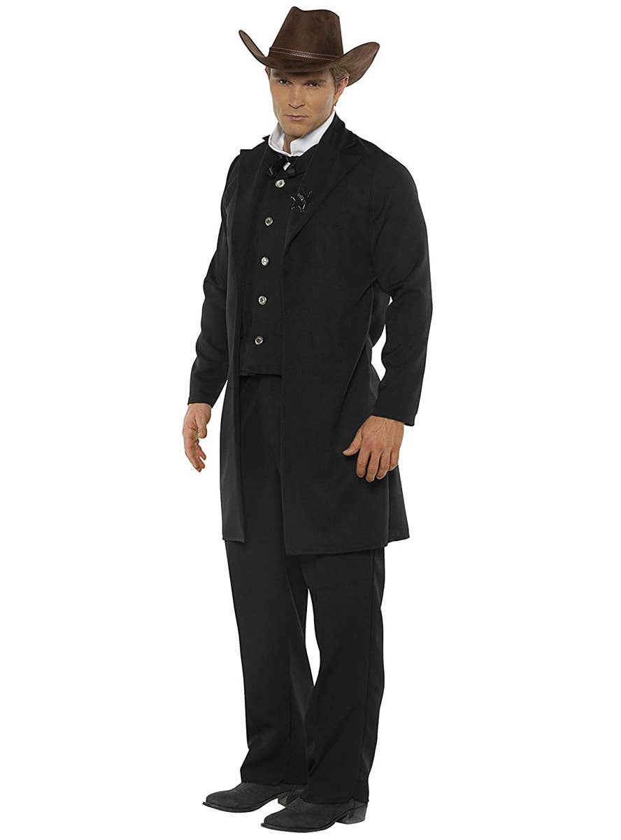 Men's Dark Sheriff Fancy Dress Costume - Side Image