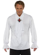 Mens Ruffled White Long Sleeve Vampire Shirt with Medallion - Main Image