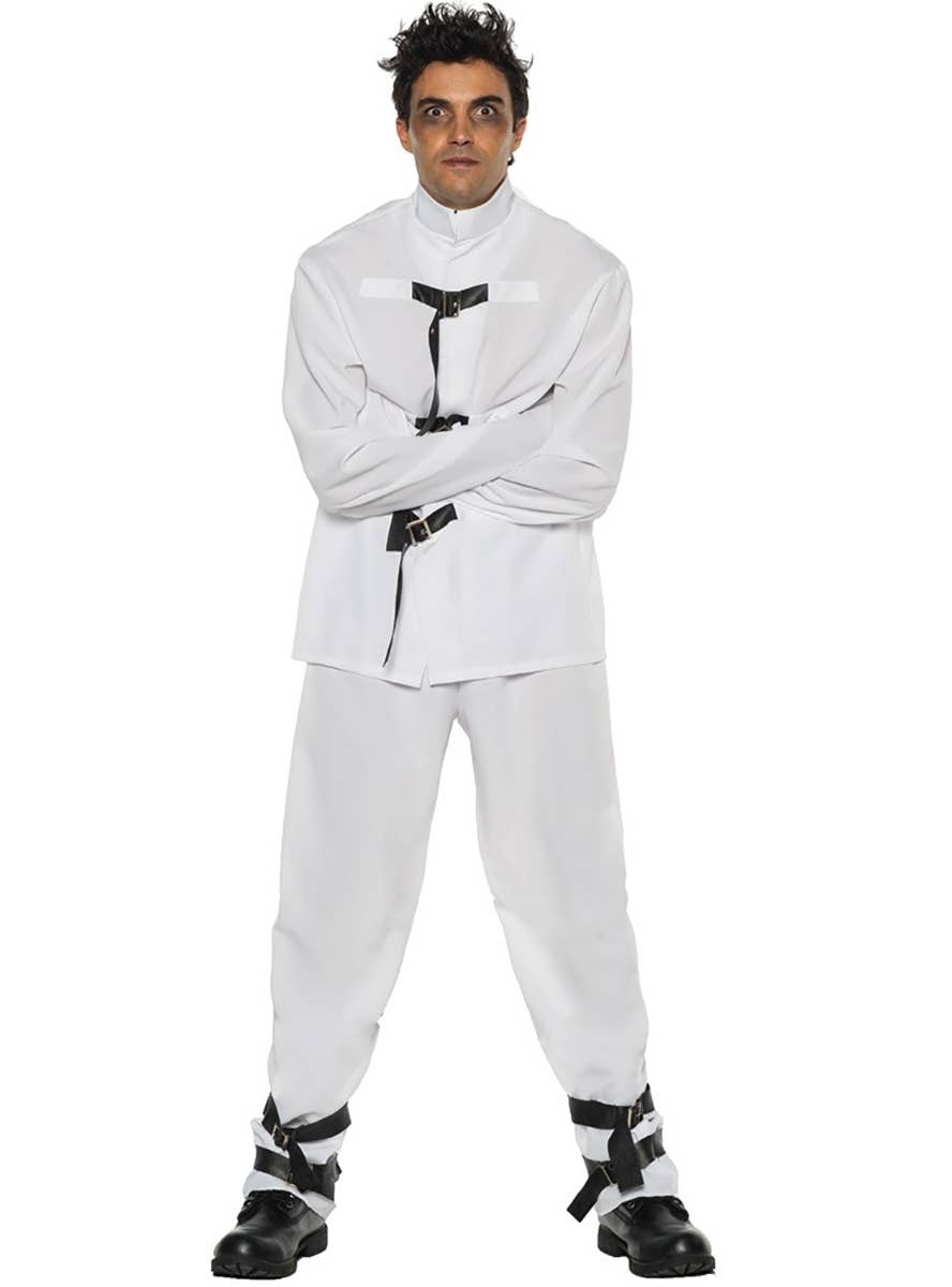 Men's White Strait Jacket Halloween Costume