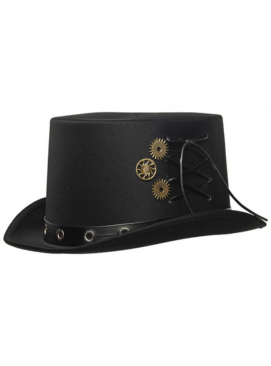 Black Feltex Steampunk Top Hat with Cogs and Wheels