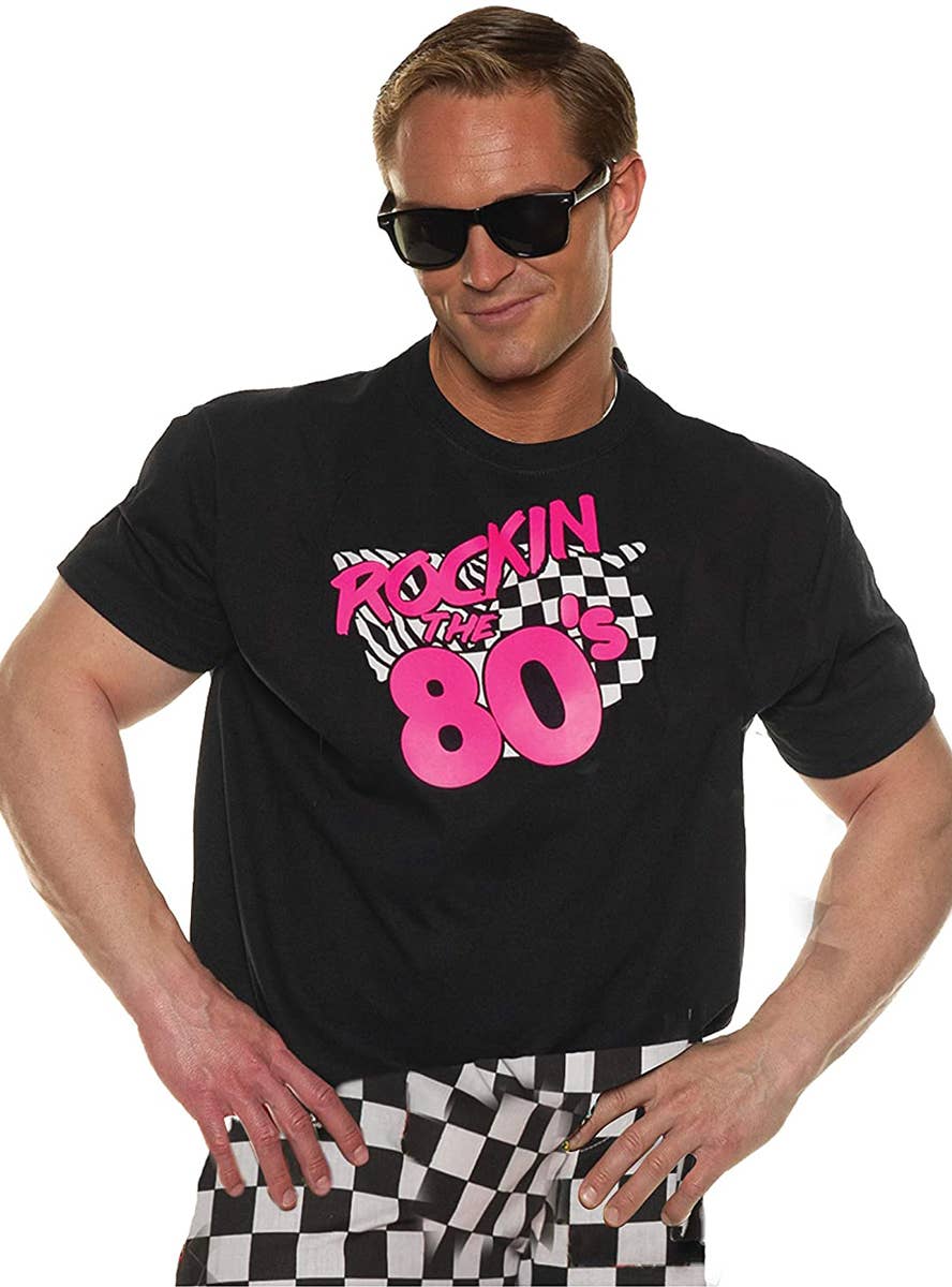Mens Rockin The 80s Print Plus Size Costume Shirt - Main Image