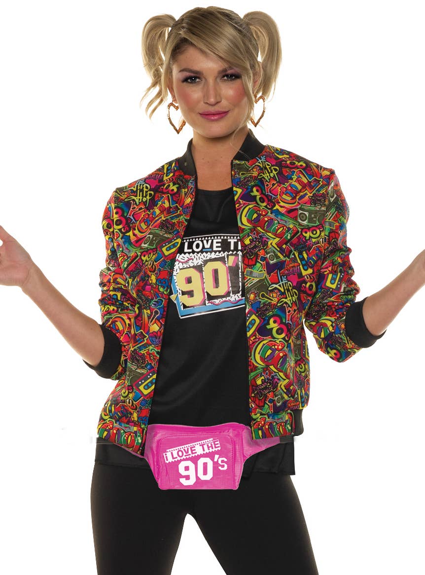 Womens Colourful 1990s Print Costume Jacket - Main Image