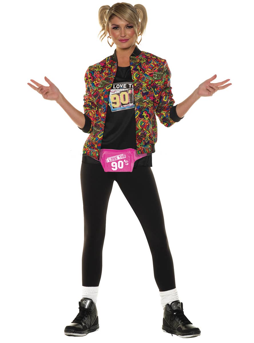 Womens Colourful 1990s Print Costume Jacket - Alternate Front Image