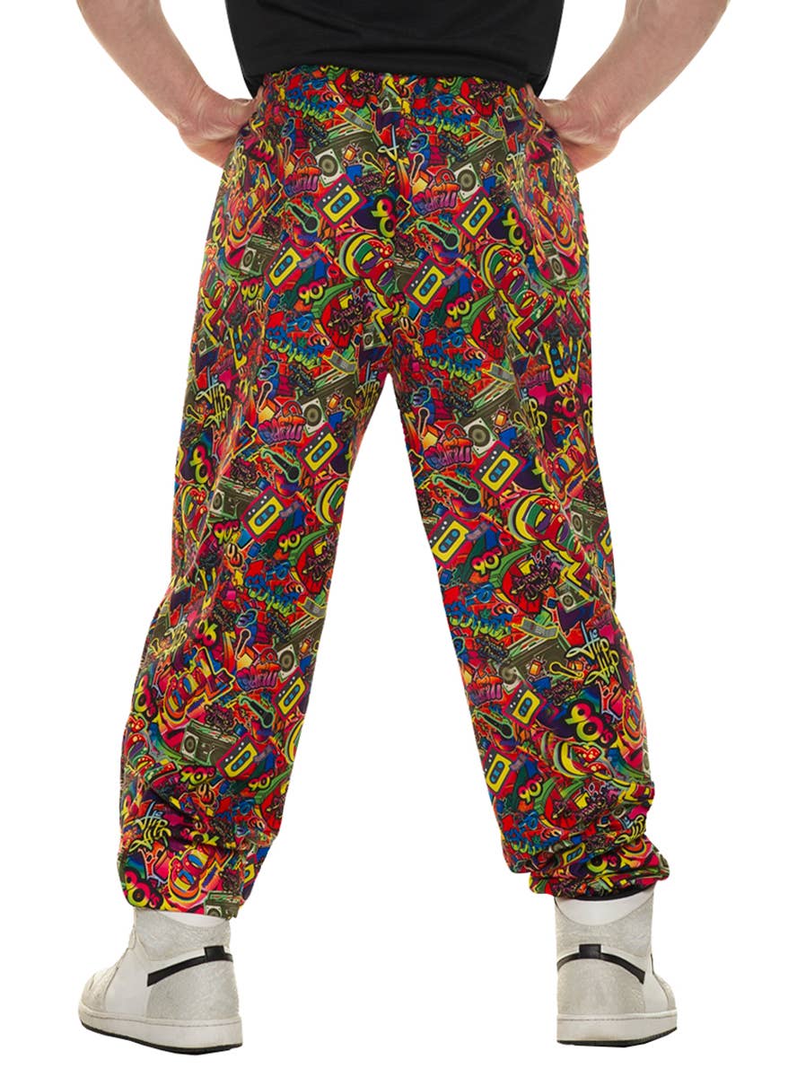 Mens Plus Size Baggy Colourful 90s Print Costume Pants - Back Image