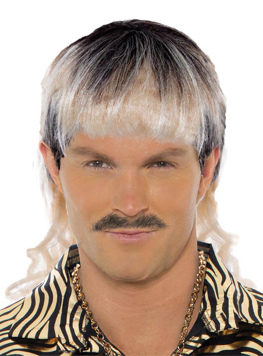 Blond with Black Roots Mens Tiger King Mullet Costume Wig